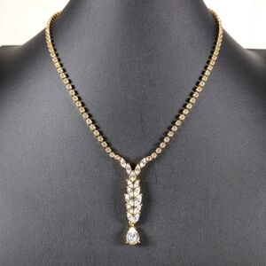 Monet Gold-tone Necklace with Teardrop Crystal Pendant